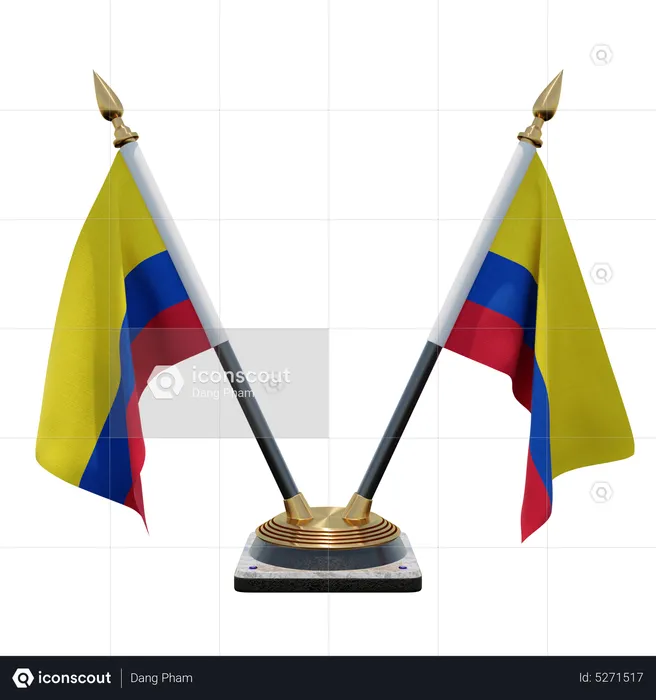 Colombia Double (V) Desk Flag Stand Flag 3D Icon