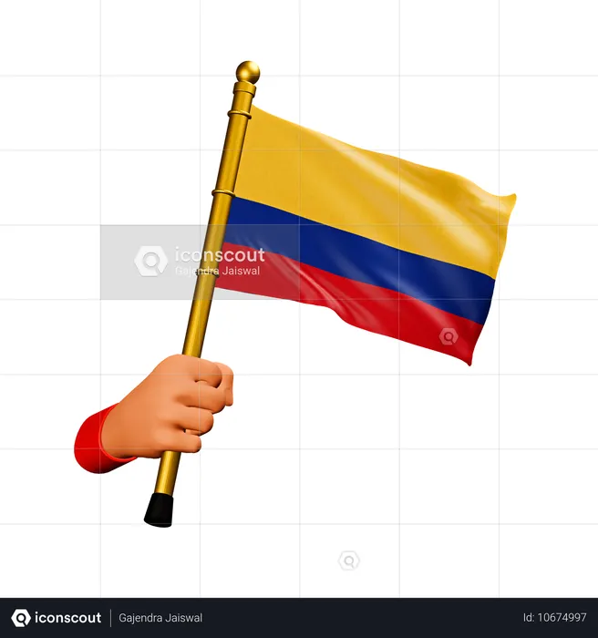 콜롬비아 국기 Flag 3D Icon