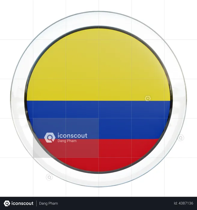 Colombia Flag Glass Flag 3D Illustration