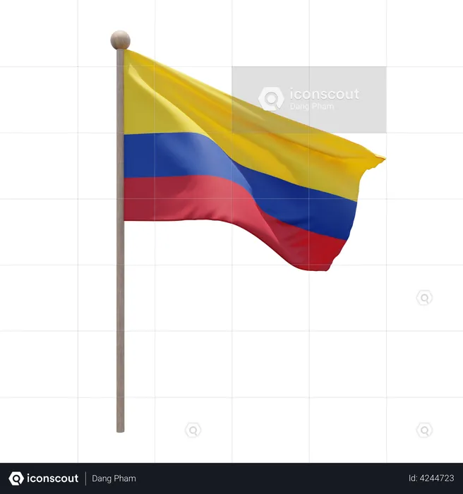 Colombia Flagpole Flag 3D Illustration