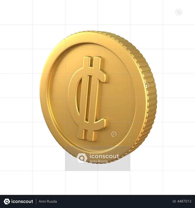 Colon Gold Coin  3D Icon