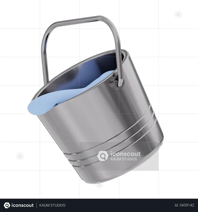 Color Bucket filled with Paint  3D Illustration