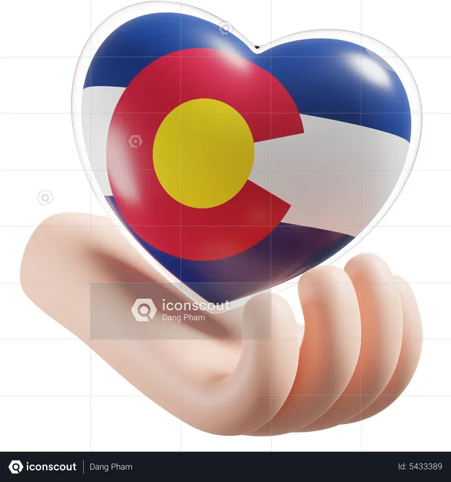 Colorado Flag Heart Hand Care Flag 3D Icon