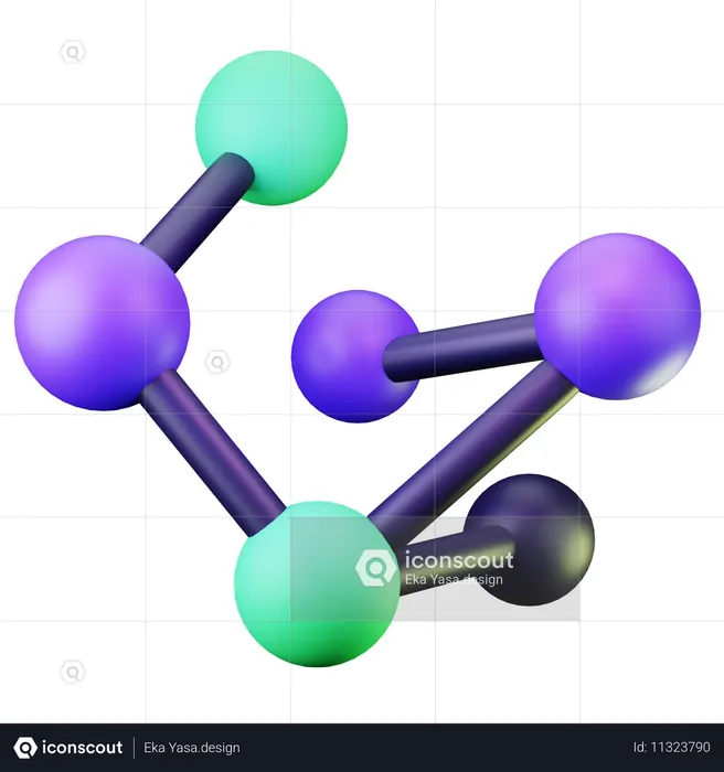 Colorful 3D Molecular Structure Model  3D Icon