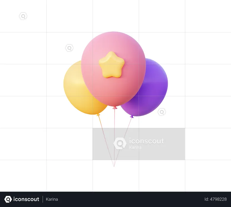 Colorful Balloons  3D Icon