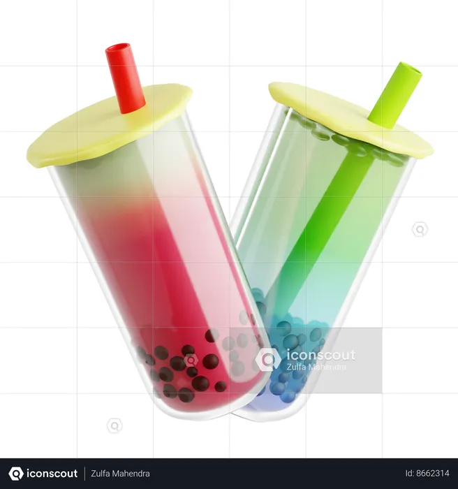 Colorful Bubble Tea  3D Icon