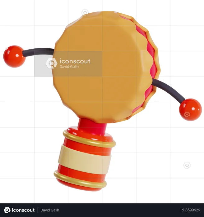 Colorful Rattle Drum Celebration  3D Icon