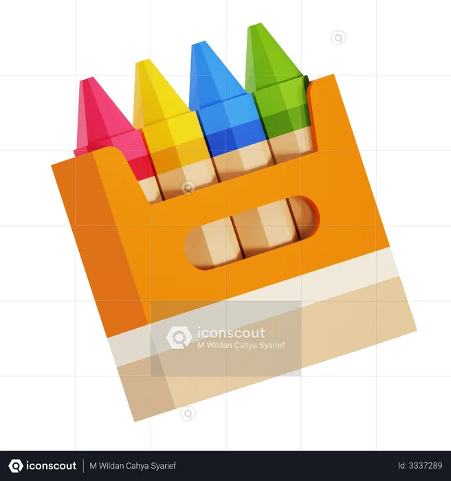Colorful set of crayon  3D Illustration