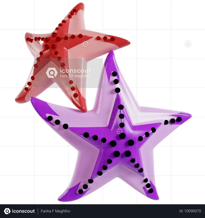 Colorful Starfish Trio  3D Icon