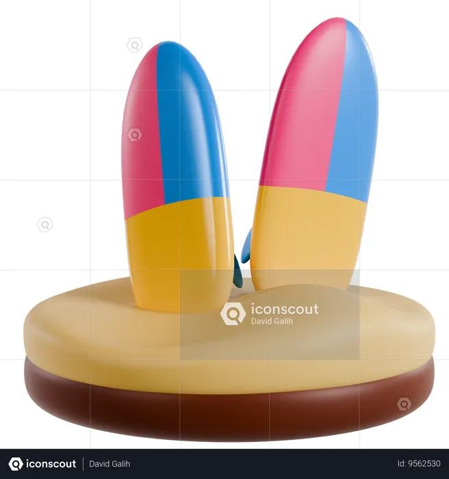 Colorful Surfboard Design  3D Icon