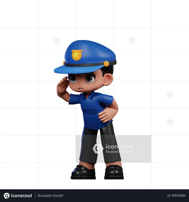 Policial olhando  3D Illustration