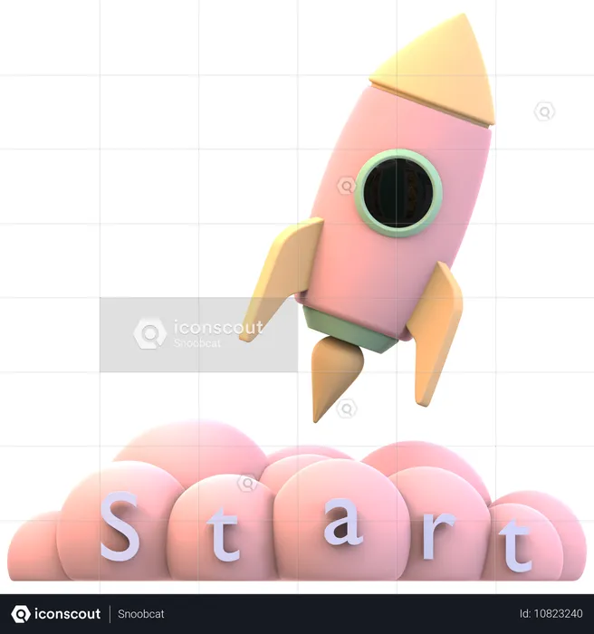 Comece o Rocket  3D Icon