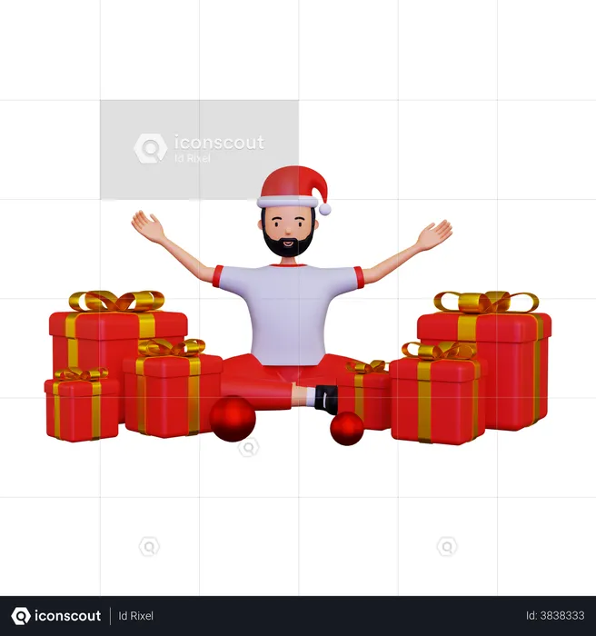 Celebração do dia de natal com caixa de presente  3D Illustration