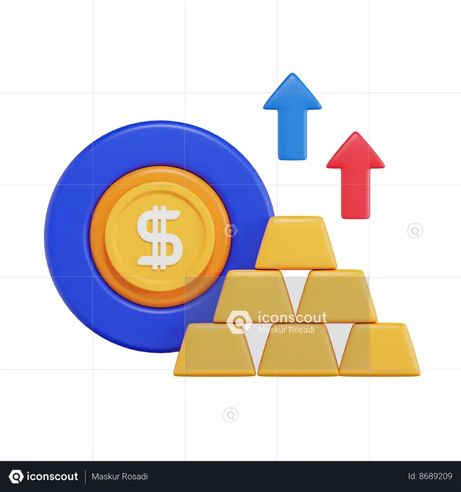 Comercio de oro  3D Icon