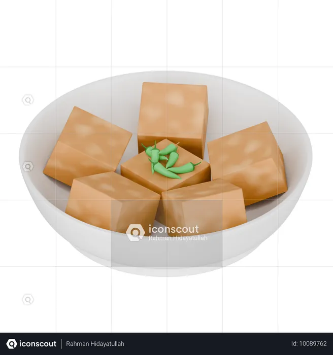 Comida indonésia Tofu frito com pimenta caiena  3D Icon