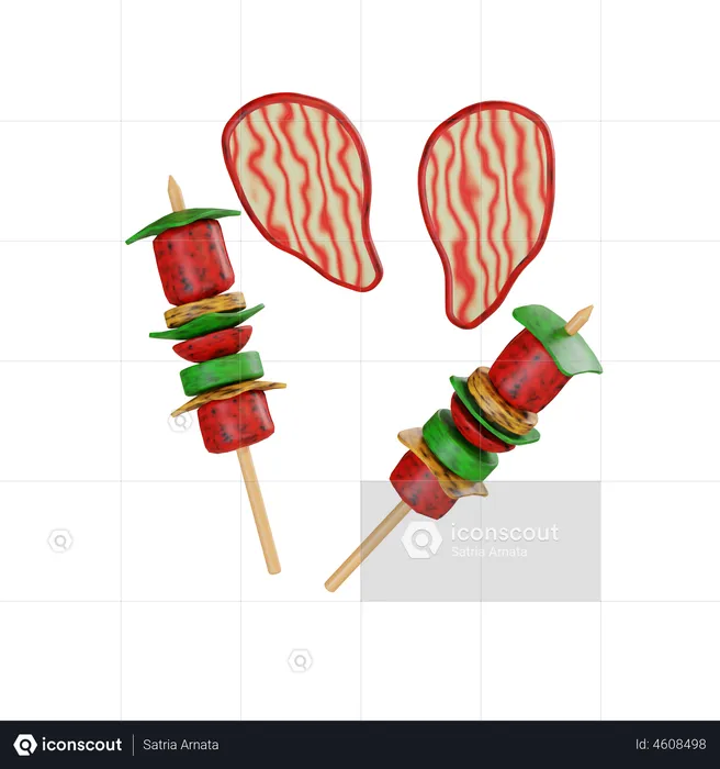 Comida de churrasco  3D Illustration