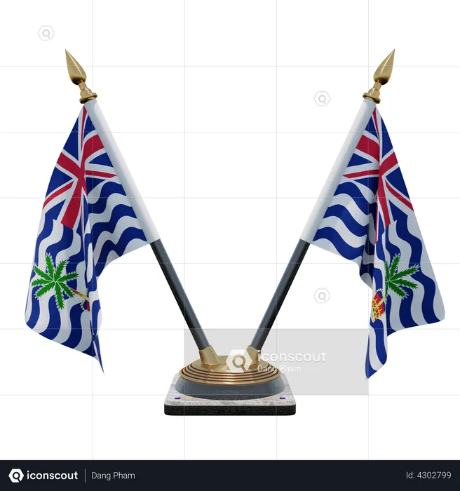 Soporte para banderas de escritorio doble del Comisionado del Territorio Británico del Océano Índico Flag 3D Flag