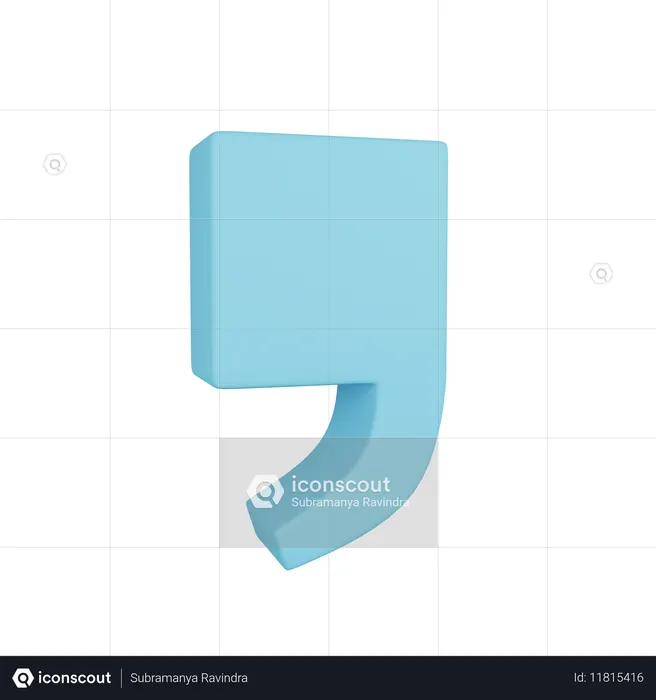 Comma Punctuation Mark  3D Icon