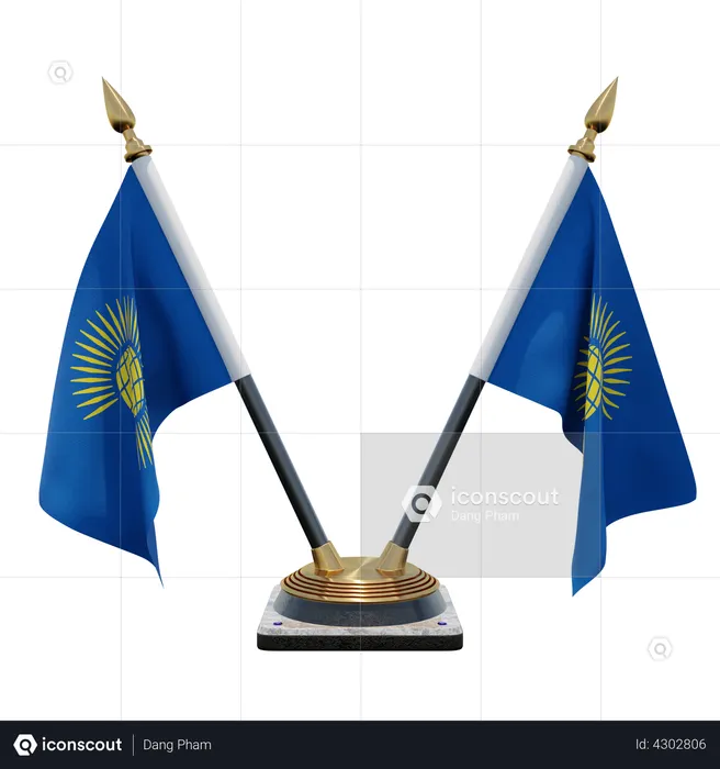 Commonwealth of Nations Double Desk Flag Stand Flag 3D Flag