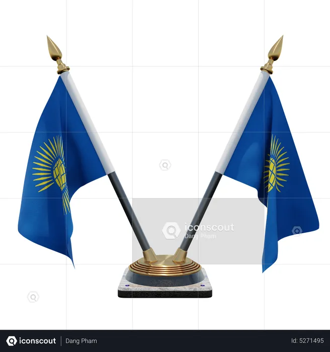 Commonwealth of Nations Double (V) Desk Flag Stand Flag 3D Icon