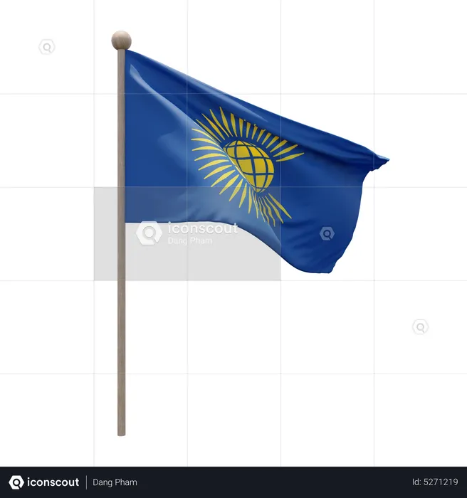 Commonwealth of Nations Flagpole Flag 3D Icon