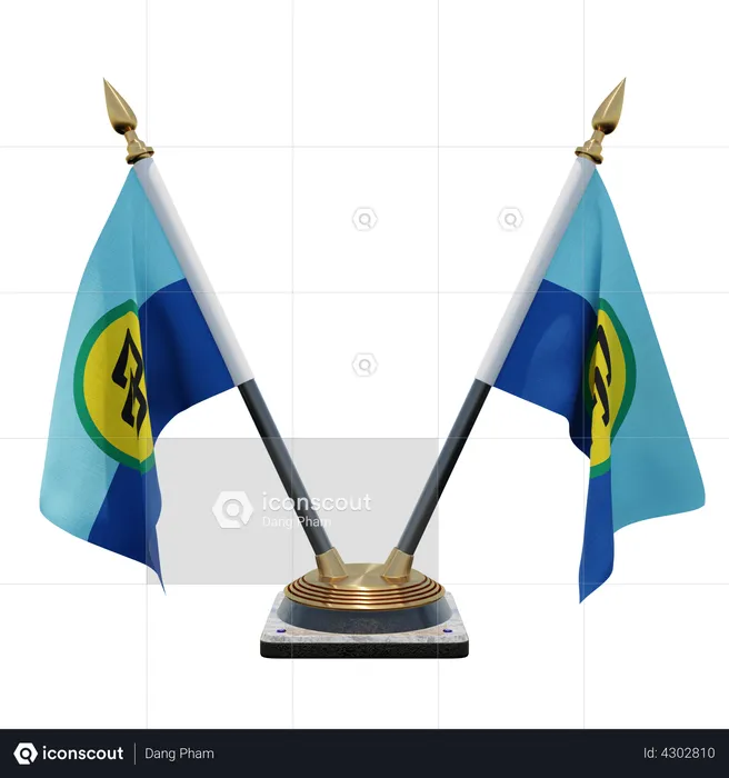 Support de drapeau de bureau double de la communauté des Caraïbes Flag 3D Flag