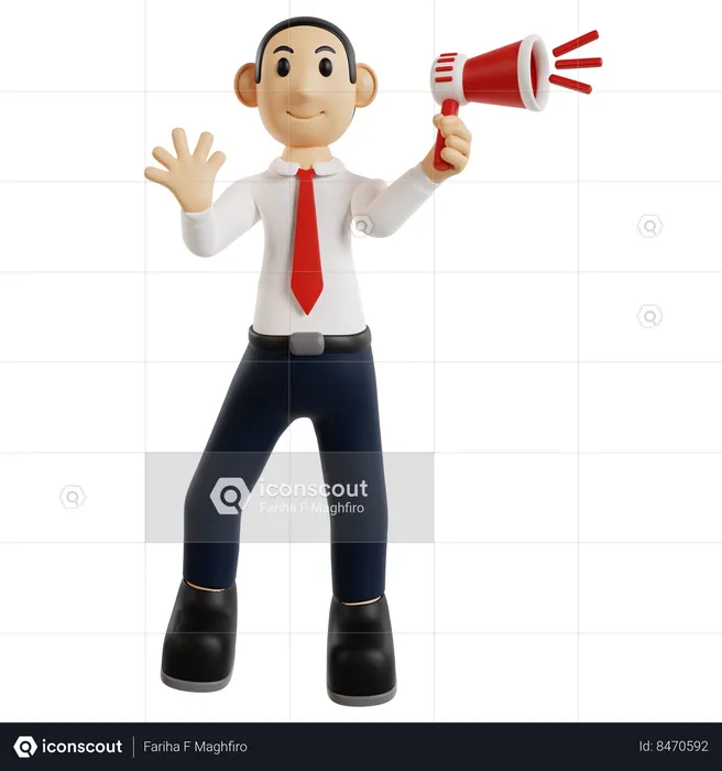 Communicative Businessman With Megaphone  3D Illustration