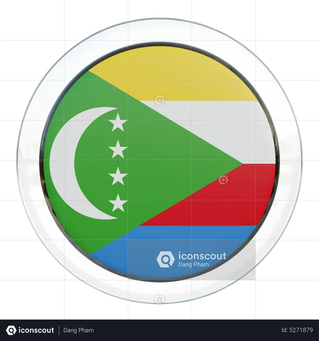 Comoros Round Flag Flag 3D Icon