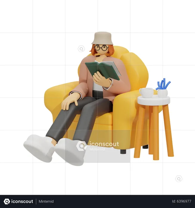 Compañero de lectura perfecto  3D Illustration