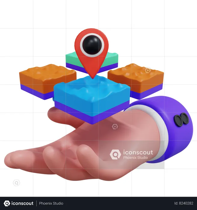 회사 토지 위치  3D Icon