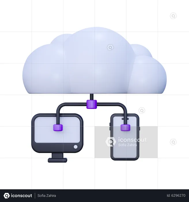 Compartilhamento de dados na nuvem  3D Icon
