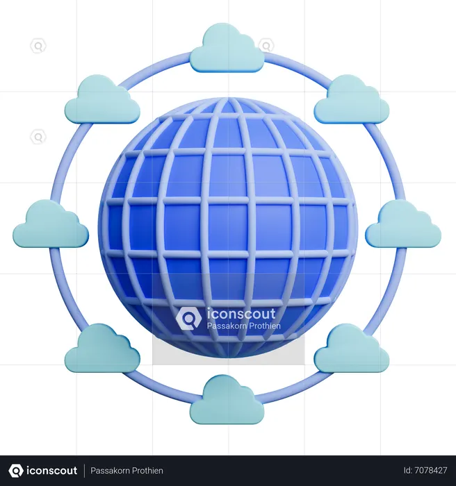 Compartilhamento global na nuvem  3D Icon