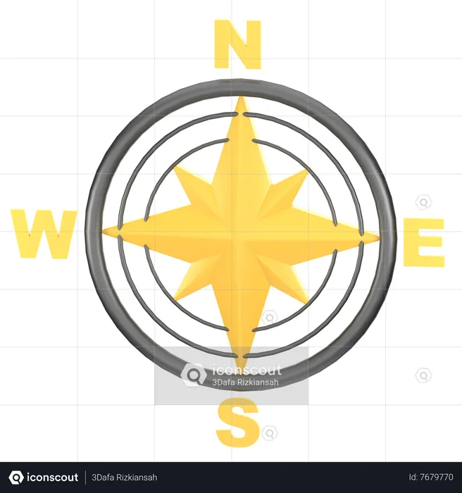 Compass Rose Flag 3D Icon