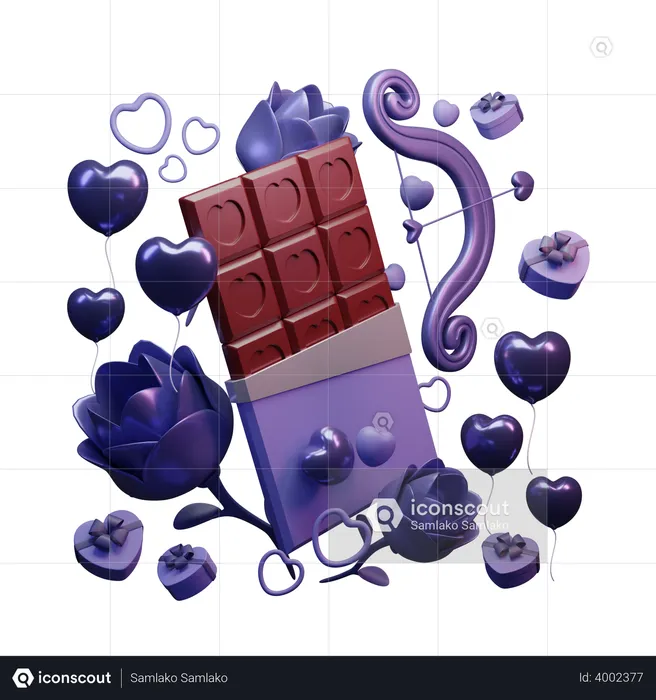 Composition de la Saint-Valentin  3D Illustration