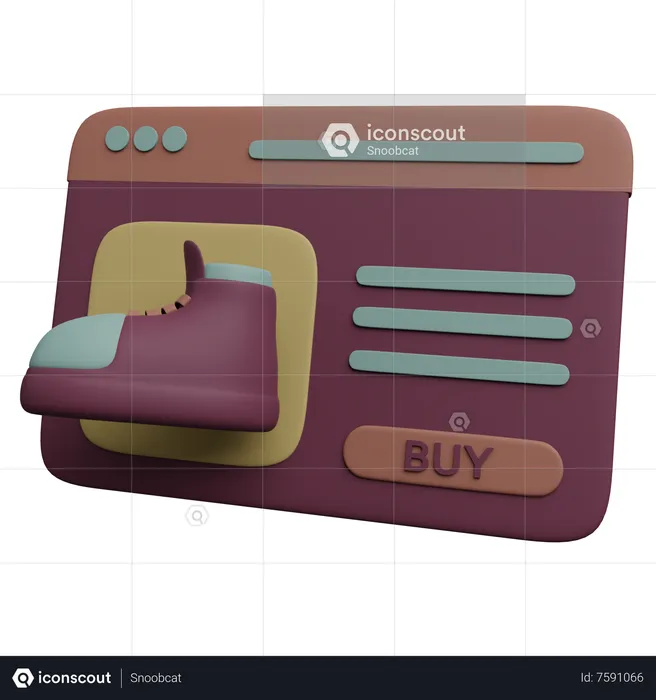 Compras de zapatos en línea  3D Icon