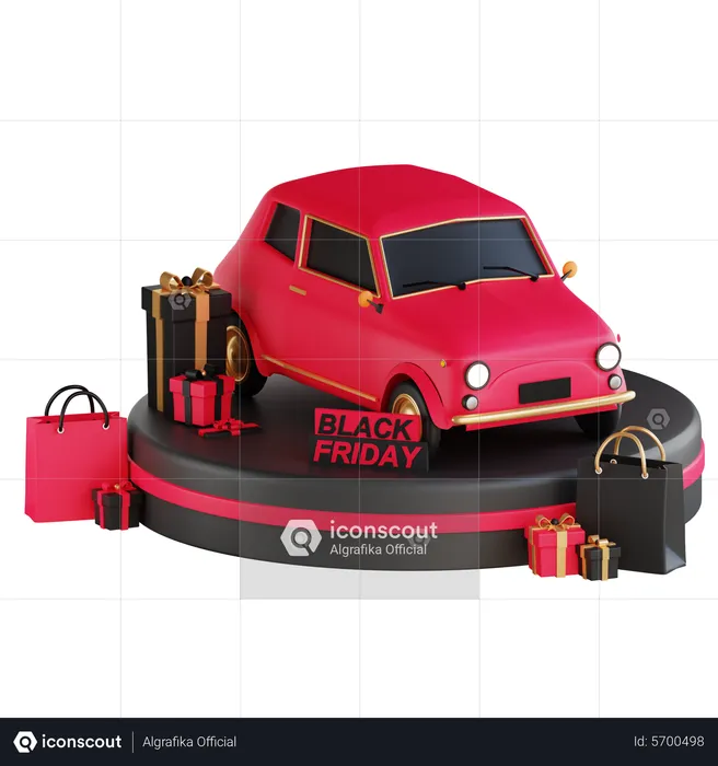 Comprar carro na Black Friday  3D Illustration