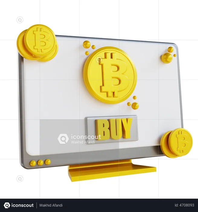 Comprar bitcoins en línea  3D Illustration