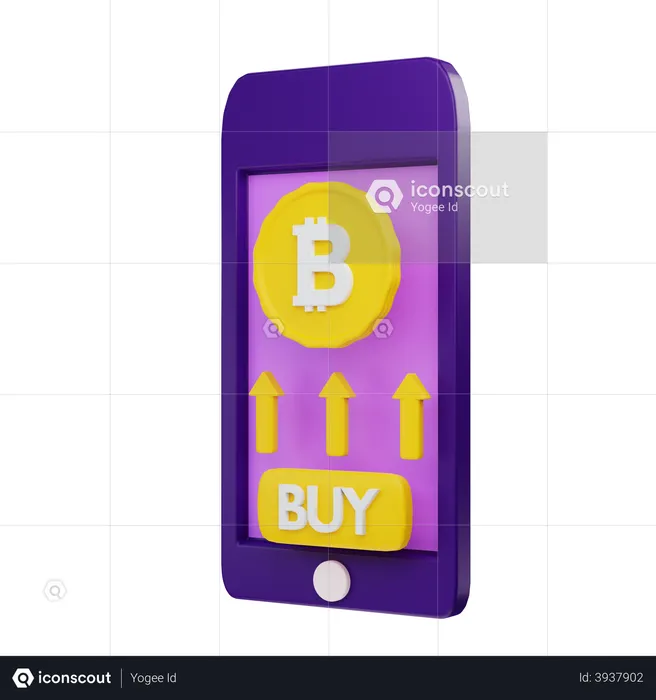 Comprar bitcoins en un teléfono inteligente  3D Illustration