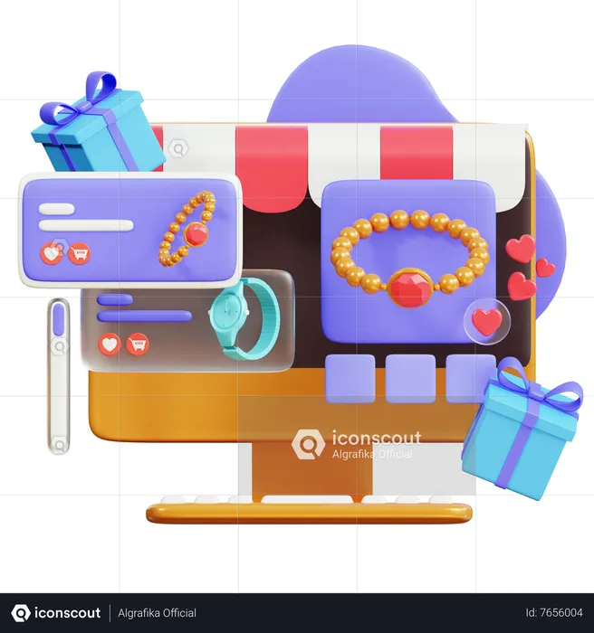 Compras de accesorios en línea  3D Illustration