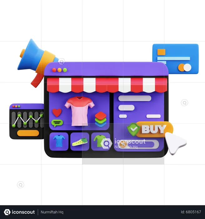 Compras de roupas on-line  3D Illustration