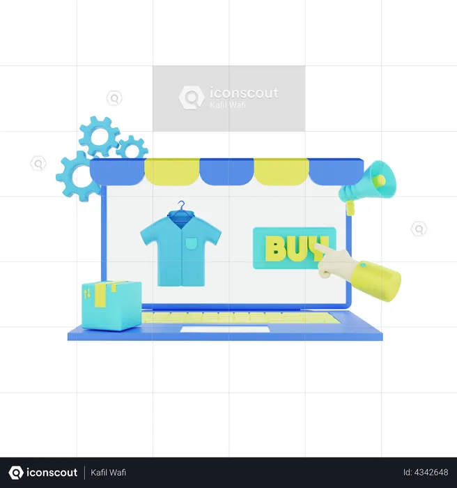 Compras de pano online  3D Illustration