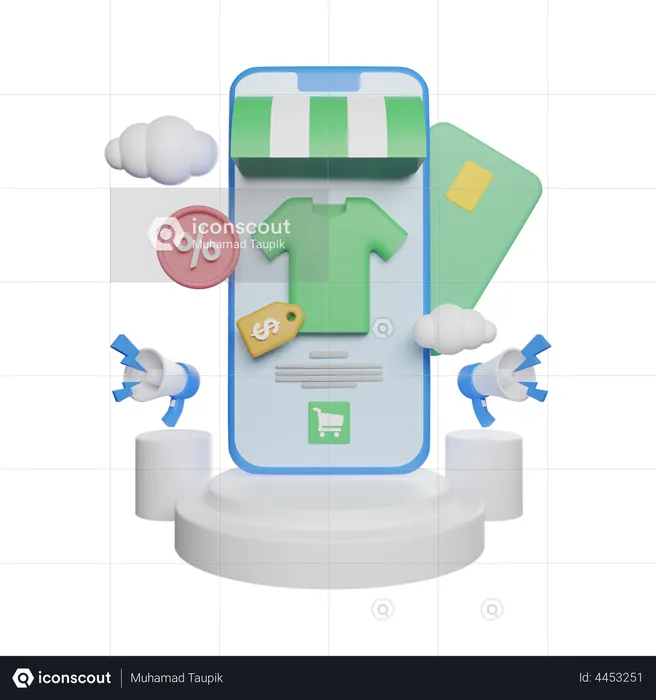 Compras de roupas on-line  3D Illustration