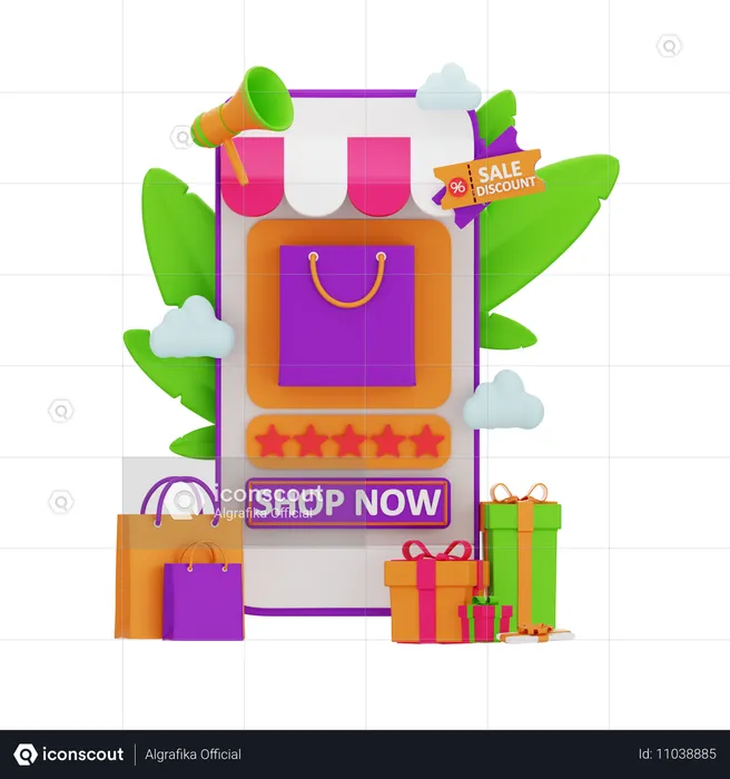 Compras móviles  3D Icon