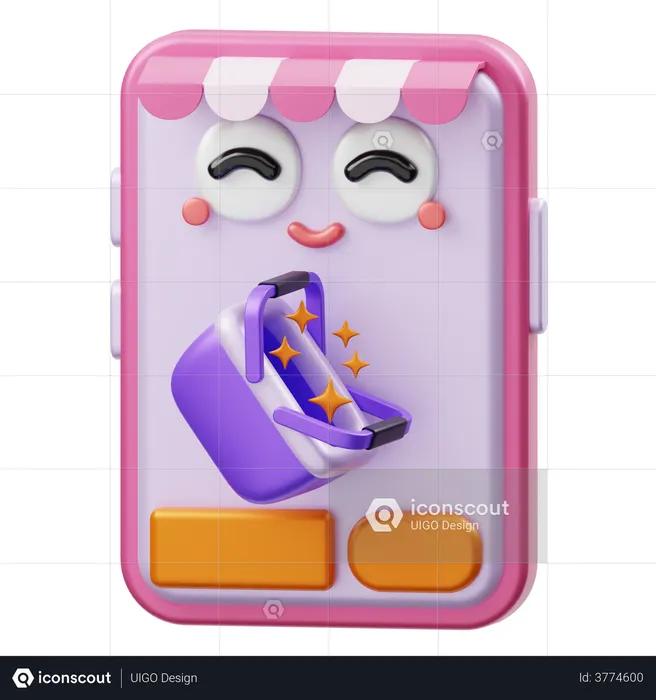 Compras pelo celular  3D Illustration