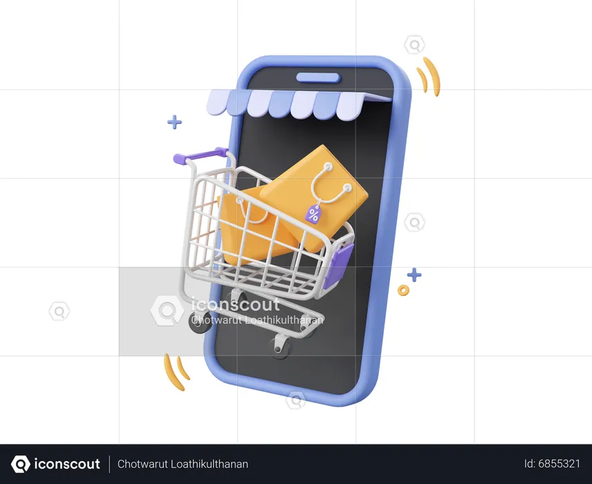 Compras móviles  3D Icon