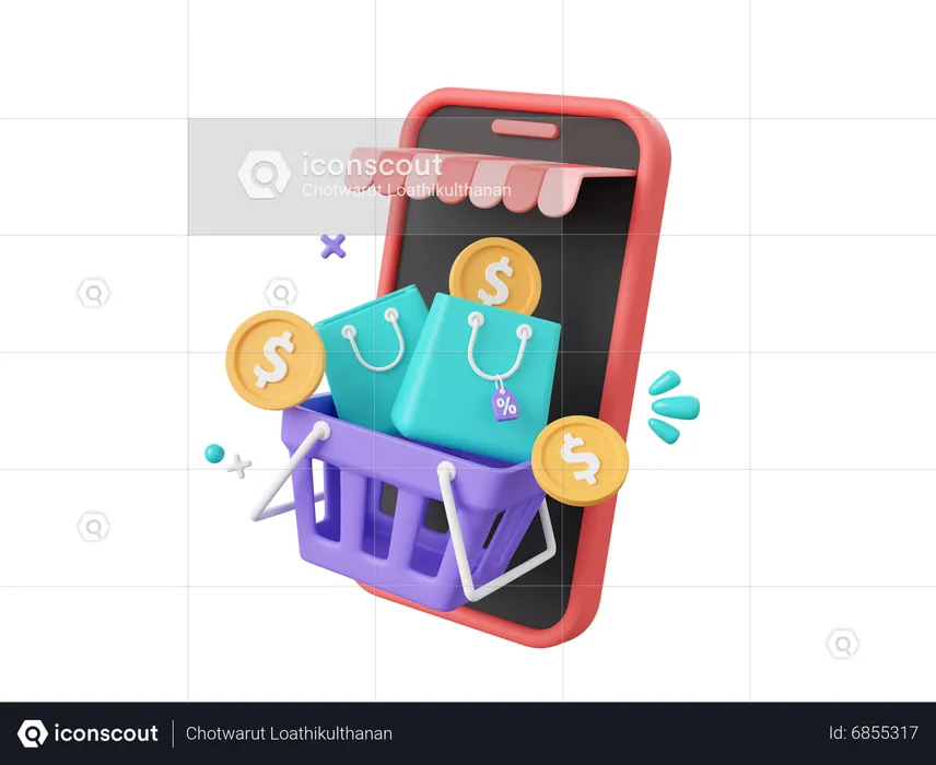 Las compras en línea  3D Icon