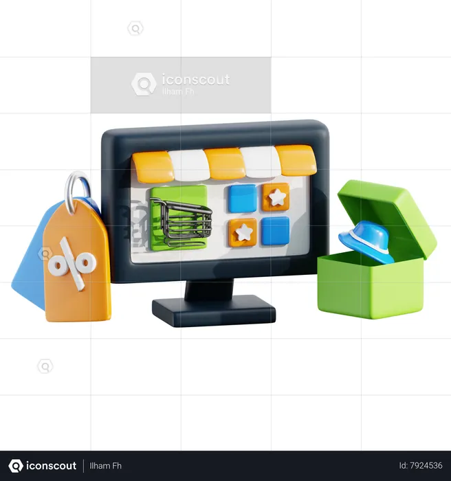 Las compras en línea  3D Icon