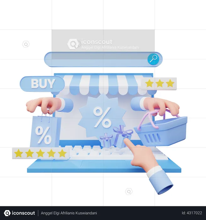 Desconto em compras on-line  3D Illustration