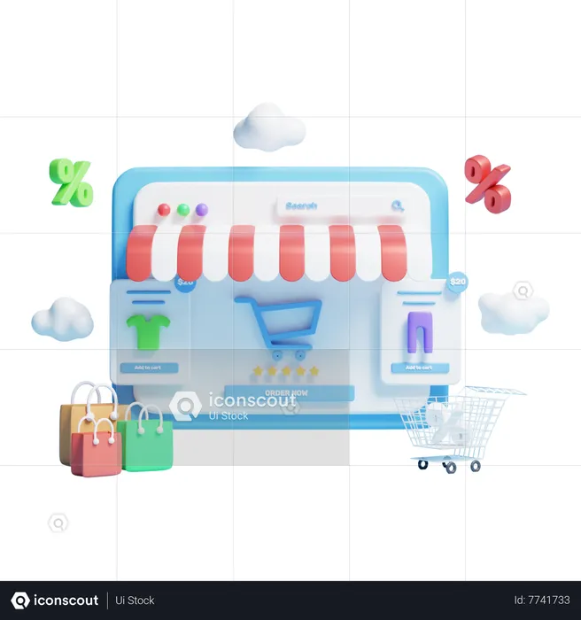 Desconto em compras on-line  3D Icon