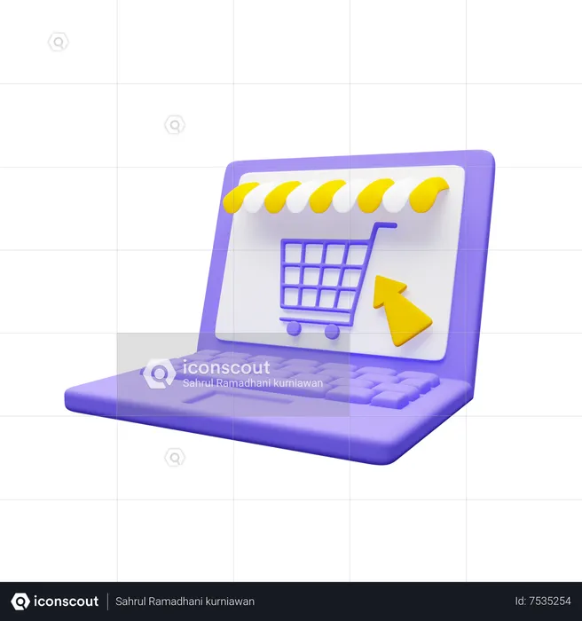 Compras on-line no laptop  3D Icon